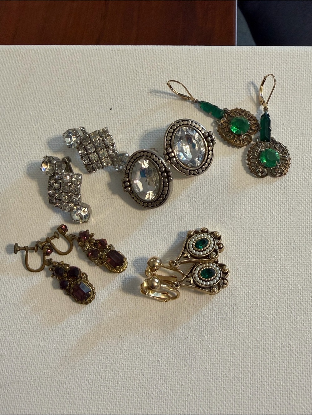 Vintage & Retro Earring Lot 5 Pairs Mixed Metallics Jewel Tones and Avon